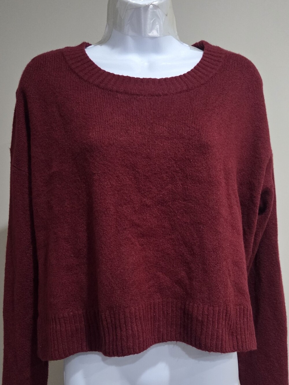 Abound Women's Crewneck Knit Burgundy Sweater Sz.L